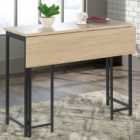 Teknik Office Industrial Style Charter High Work Table with Flip Extension Oak Finish