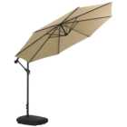 Living and Home Taupe Garden Cantilever Parasol with Rectangular Base 3m