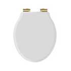 BC Designs Victrion White Matt Toilet Seat S/Close Brushed Gold