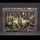 B/O LED Wooden Reindeer Scene - Rectangle Shape - W45xD8.5xH29cm