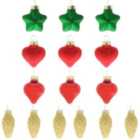 Refined classics Red, green & gold Glass & metal Heart & star Hanging decoration set, Set of 15