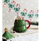 Green Christmas Tree Lidded Mug