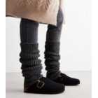Dark Grey Chunky Knit Oversized Leg Warmers