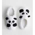White Faux Fur Panda Slippers