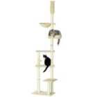 PawHut Floor to Ceiling Climbing Cat Tree Tower, 230-250cm Height, Beige