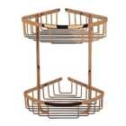 BC Designs Victrion Double Corner Shower Basket Brushed Copper