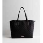 Black Embossed Leather-Look Tote Bag
