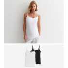 Maternity 2 Pack Black and White Jersey Nursing Cami Tops