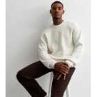 Off White Soft Knit Crew Neck Relaxed Fit Jumper