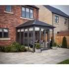 SOLid roof Full height Edwardian Conservatory Grey Frames with Titanium Grey Tiles