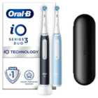 Oral-B iO3 Black & Blue Electric Toothbrush Duo Pack + Travel Case) 2 per pack