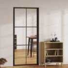 vidaXL Interior Door ESG Glass And Aluminium 93X201.5cm Black