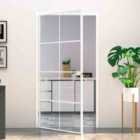 vidaXL Interior Door White 102X201.5cm Tempered Glass&aluminium Slim