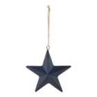 Shadow play Blue Brushed effect Metal Star Hanging decoration