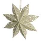 Layered greens White Snowflake Paper Star Hanging decoration set, Set of 2 (D) 200mm