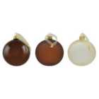 Layered greens Brown Tonal Glass Round Christmas bauble set, Pack of 6 (D) 8mm