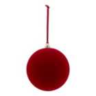 Refined classics Red Flocked effect Plastic Round Bauble (D) 100mm