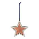 Shadow play Copper effect Metal & wood Star Hanging decoration