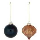 Shadow play Blue & brown Mercury effect Glass Hanging decoration set, Pack of 4 (D) 80mm
