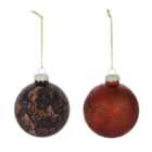 Shadow play Multicolour Glass Round Christmas bauble set, Pack of 2 (D) 78mm