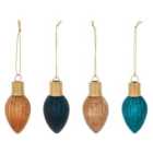 Shadow play Multicolour Glass Hanging decoration set, Pack of 4
