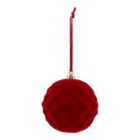 Refined classics Red Flocked effect Ribbed Plastic Diamond Bauble (D) 80mm