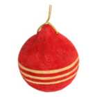 Refined classics Red Velvet effect Gold stripes Paper Round Bauble (D) 100mm