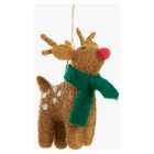 Christmas Cottage Felt Rudolph with Scarf Tree Decoration, each