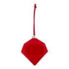 Refined classics Red Flocked effect Plastic Diamond Bauble (D) 80mm