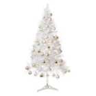 Relsy 6ft White Christmas Tree, Artificial 3-Piece Xmas Tree With Stand
