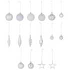 Refined classics Assorted Silver effect Tonal Plastic Hanging decoration set, Pack of 40