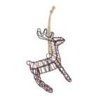 Layered greens Brown Wire Reindeer Hanging decoration