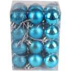 30mm/12Pcs Christmas Baubles Shatterproof Teal Blue,Tree Decorations