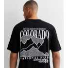 Black Cotton Colorado Front and Back Logo Oversized T-Shirt