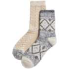 M&S Womens Thermal Patterned Boot Socks 2pk, 3-8
