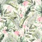 Arthouse Tropical Floral Green and Pink Wallpaper