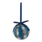 Shadow play Blue Decoupage Plastic Round Bauble (D) 73mm