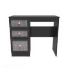 Ready Assembled Rattan Vanity In Smooth Black