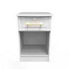 Ready Assembled Faye 1 Drawer Bedside Cabinet - Lockable In White Ash