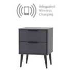 Ready Assembled Hong Kong B 2 Drawer Bedside With Wireless Charging In Graphite