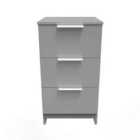 Ready Assembled Plymouth 3 Drawer Bedside Cabinet In Uniform Grey Gloss & Dusk Grey