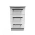 Ready Assembled Beverley 3 Drawer Bedside Cabinet In White Ash