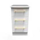 Ready Assembled Haworth 3 Drawer Bedside Cabinet In White Ash