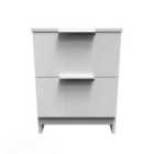 Ready Assembled Plymouth 2 Drawer Bedside Cabinet In White Gloss