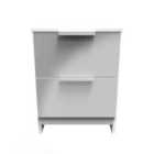 Ready Assembled Plymouth 2 Drawer Bedside Cabinet In Uniform Grey Gloss & White