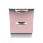 Ready Assembled Camden 2 Drawer Bedside - Wireless Charging In Kobe Pink & White
