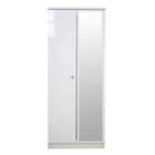 Ready Assembled Lumiere 2 Door Mirror Wardrobe With Sensor Lighting With Led Lights In White Gloss