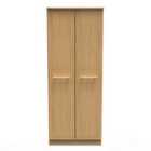 Ready Assembled Faye 2 Door Wardrobe With Shelf & Hanging Rail In Modern Oak