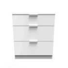 Ready Assembled Plymouth 3 Drawer Deep Chest In White Gloss