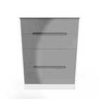 Ready Assembled Monaco 4 Drawer Deep Chest In Grey Gloss & White